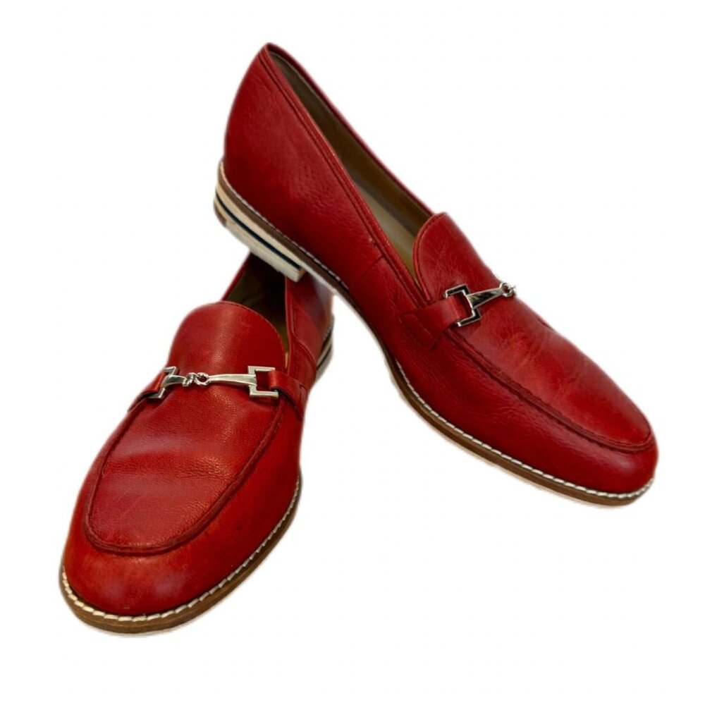 ARA Red Loafers with Horsebit Buckles